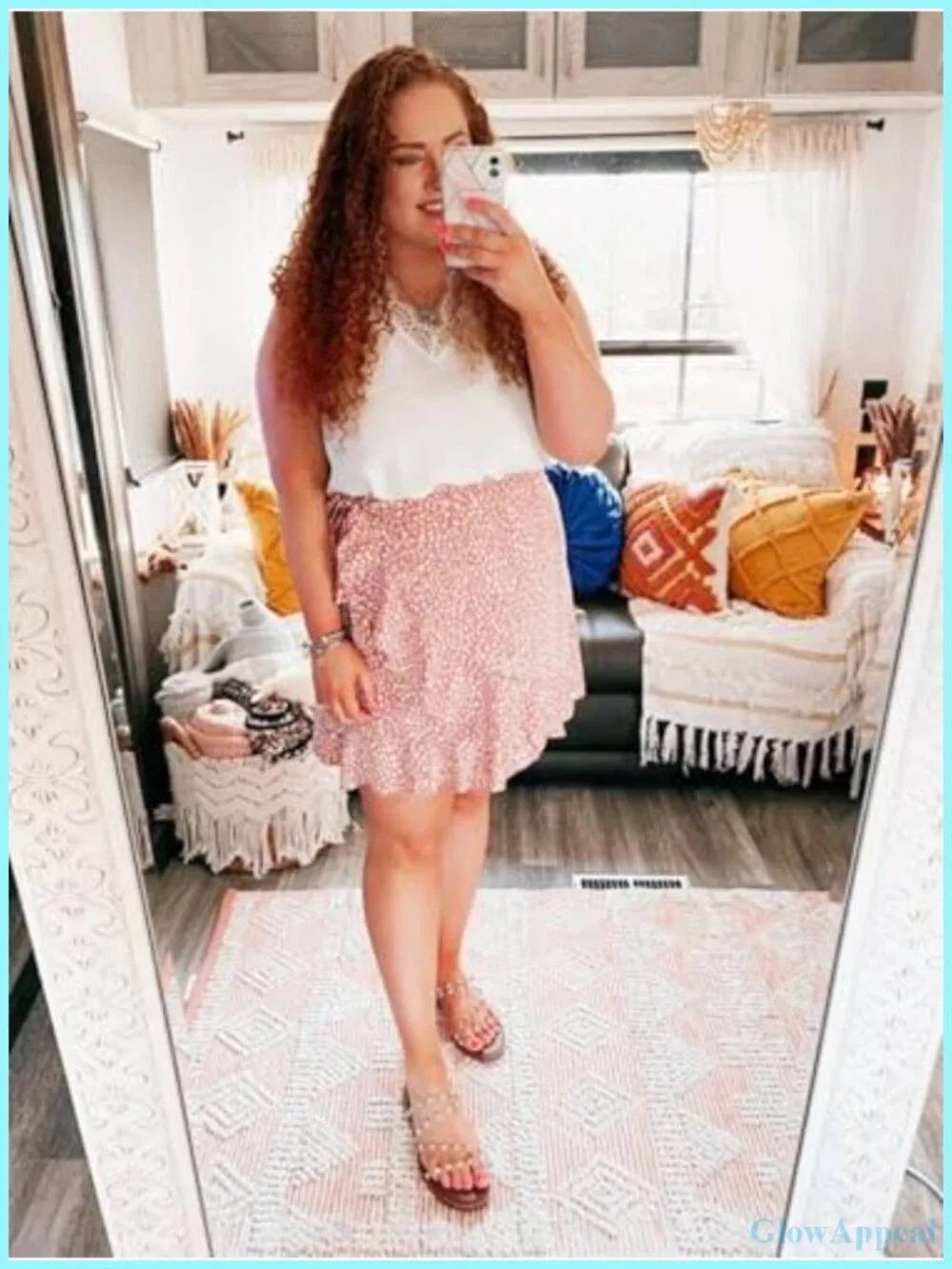 Women's High Waist Wrap Floral Ruffle Mini Skirt Polyester